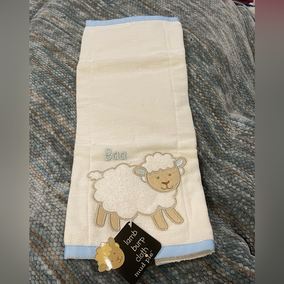 Mud Pie - Lamb Burp Pad Baby Burp Pad Little Lamb - Picture 3 of 4